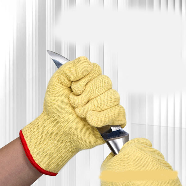 Et par med kuttresistente hansker (gul-33,3 cm), kuttresistente og