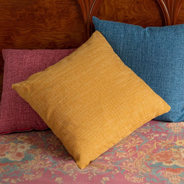 1 putetrekk 45x45cm, putetrekk i lin til sofa, uten fyll, til bil, stue, soverom, kontor, gull