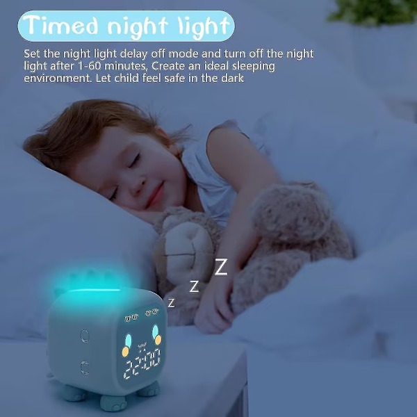 Barnealarmklokke Dinosaur Sengeklokke Digital Alarmklokke Med