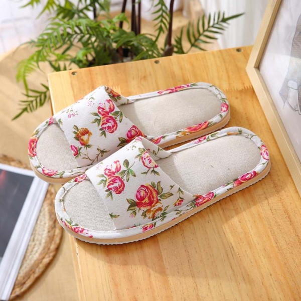 Linen Indoor Home Slippers For Unisex Household Commodities Slipp