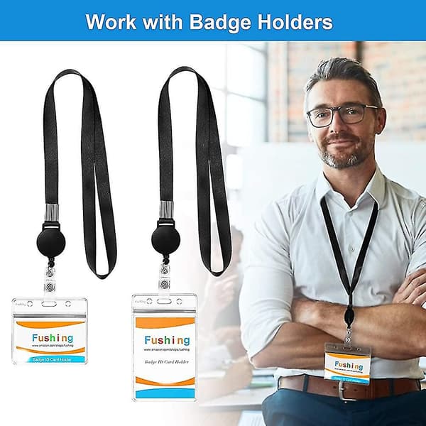 5-pak Retractable Rolling Keychain Lanyard For Badge Holder For