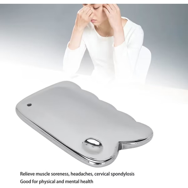 Skrapebrett, smertelindring hudstrammende fast robust kompakt bærbar ergonomisk terahertz stein Gua Sha verktøy for helsepleie（sølv1stk）