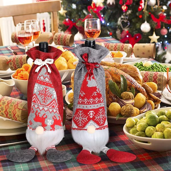 Vin julepose, gavepose til vinflaske i jute med snøre (