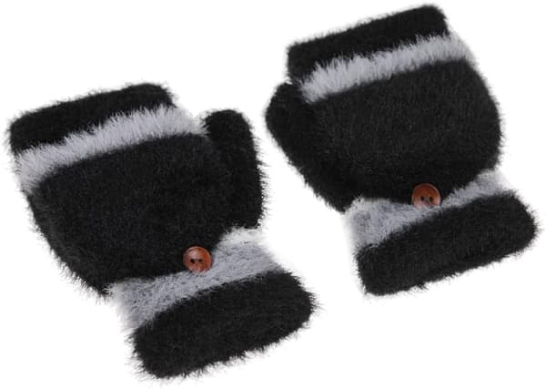 Damflickor Vinter Halvfinger Topp Flip Vantar Faux Sammet Vante