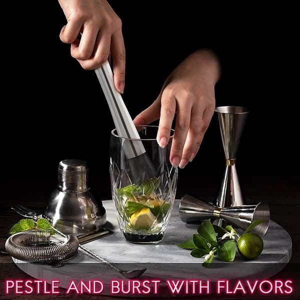 10 tommer rustfrit stål cocktail muddler og blandeske til hjemmet