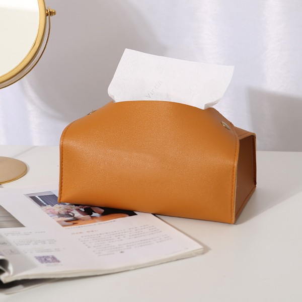 Læder Tissue Box Cover Rektangulær, PU Læder Tissue Box Holder