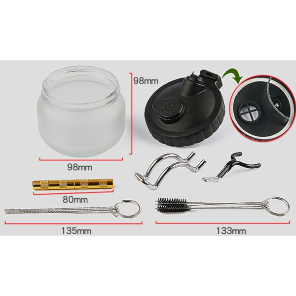 Complete airbrush cleaning kit including 1 cleaning pot with hold