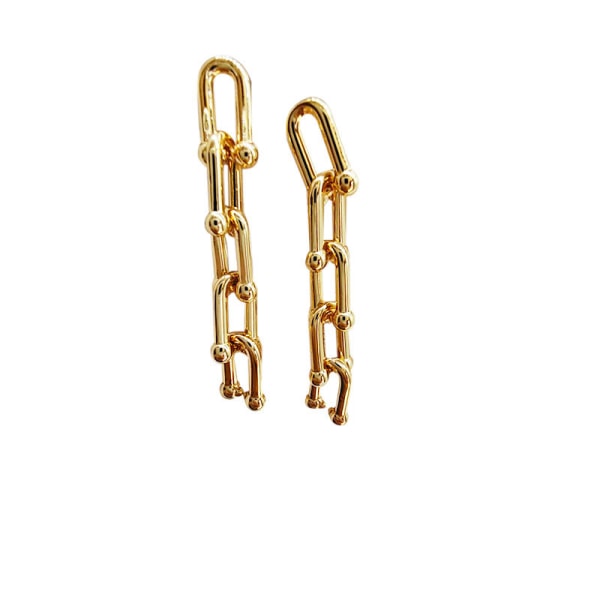 Vintage guldfärgad länkkedja örhängen för kvinnor Boho Geometric S