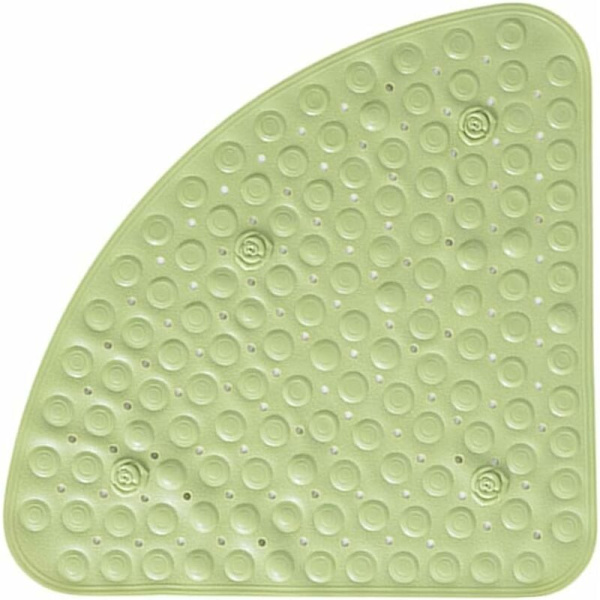 Halkskyddad badrumsmatta för badkar, 55 x 55 cm, triangulärt mönster, med avloppshål för dusch eller badkar, PVC, halkfri badmatta grön