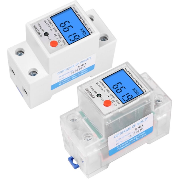 DDS6619-013 Husholdning Enkeltfase 2P Skinne Multifunksjon Tilbakestillbar Batterimåler Universell Digital Elektronisk Timer - Transparent Veske