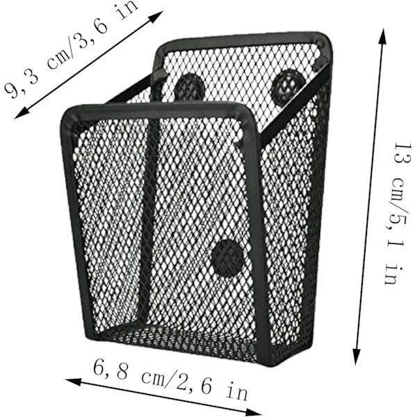 2 kpl Magneettiset Säilytyskorit, Verkkokalusto Toimisto Tarvikkeille, Magneettinen Kynäteline, Musta Metalliverkko Magneettinen Säilytyslaatikko, Lokeroiden Tarvikkeet