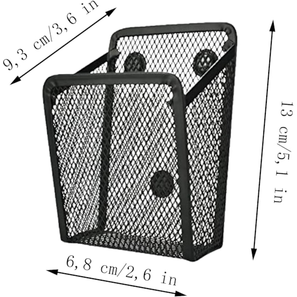 2 stk. Magnetiske Opbevaringskurve, Mesh Kontorpapirvarer, Magnetisk Penneholder, Sort Metal Mesh Magnetisk Opbevaringsboks, Skab Tilbehør