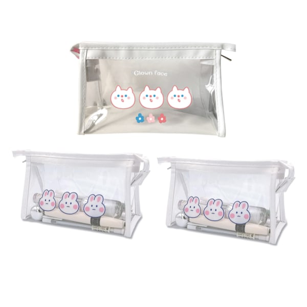 3-pack transparenta vattentäta pennfodral med dragkedja, japansk triangulär PVC transparent väska för små resehantverk