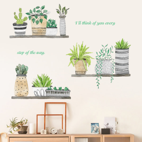 A Set of Wall Stickers, Green Potted Plants Wall Sticker Living R