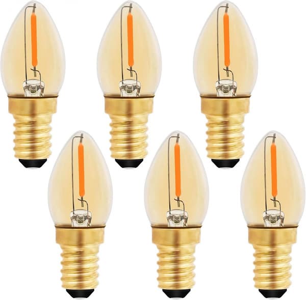 C7 LED-stearinlys pære E14, 0,5w svarende til 5w, ravfarvet LED-glødetrådspære E14 Ca