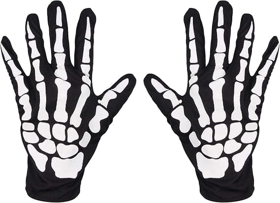 Halloween-tillbehörshandskar, full finger-skeletthandskar