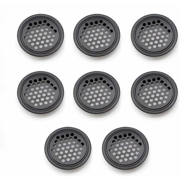 8 stk 30mm rustfritt stål runde ventilasjonsnett hull, sirkulær planventil hull for kjøkken, bad, skap, bokhylle og skapventilasjon