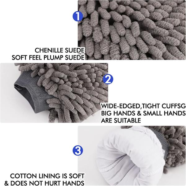 2 stk Mikrofiber Bilvask Håndkle Mikrofiber Rengjøringsnudler Stor Hanske