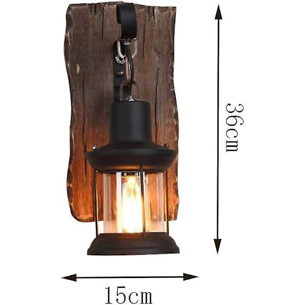 Massiivipuinen taotun raudan seinävalaisin Retro Industry Wall Sconce Glas