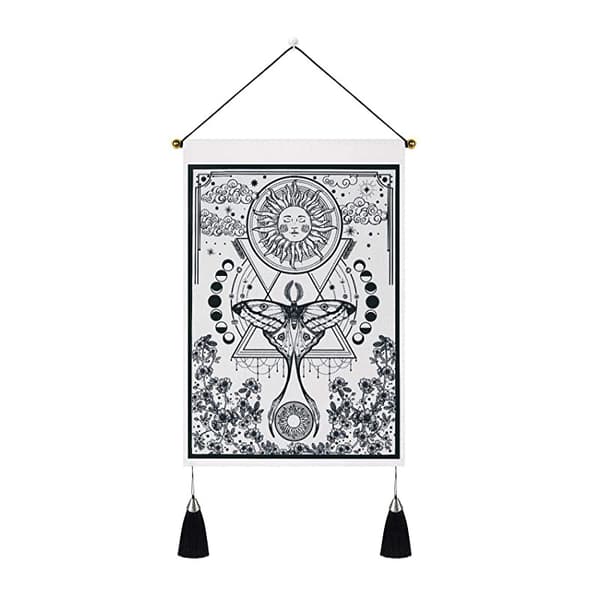 2 stykker måne og sol veggteppe, psykedelisk mandala-teppe