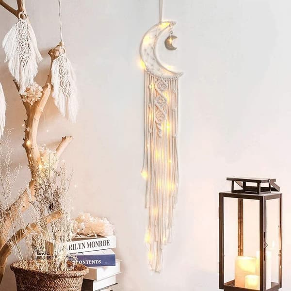 Kuu unelma sieppari Macrame seinävaate - Bohemian sisustus Han