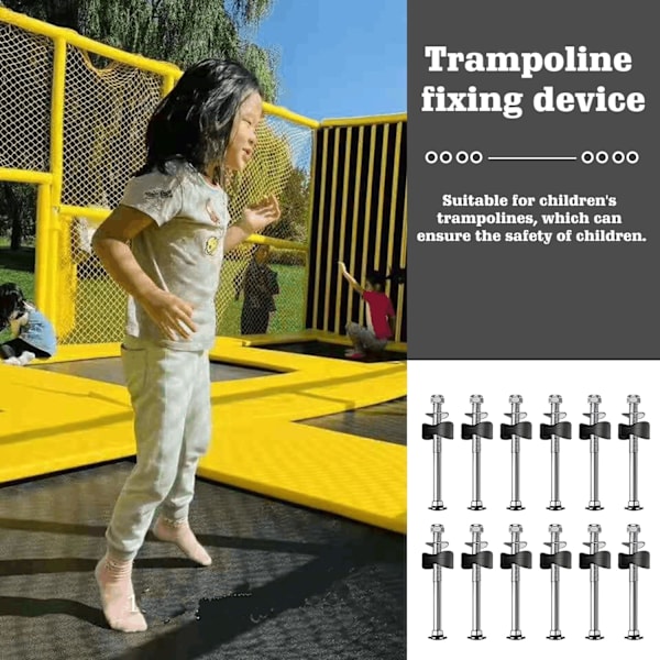 12-pack Trampolinskruvar: Ersättningsskruvar Trampolintillbehör Fästen för Stora och Små Trampoliner Trampolin Distanser Trampolinfästen