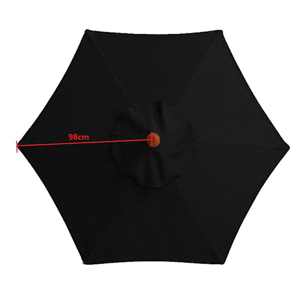 Parasol-erstatningsbetræk - 6 ribber - Diameter 2m - Vandtæt - UV-beskyttelse - Erstatningsstof - Sort
