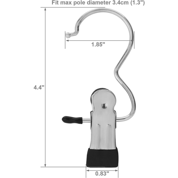 20 st rengöringskrok stövlar krok klämma bärbar krok hem resehängare klädnypa, krom fyc01s