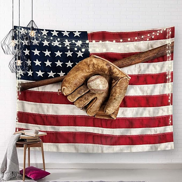 Sport American Flag Tapestry Wall Hanging  Inch Baseball Living R