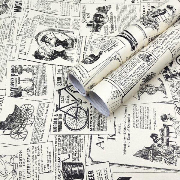 Vintage-seinätapetti, vintage-sanomalehden liimapaperi