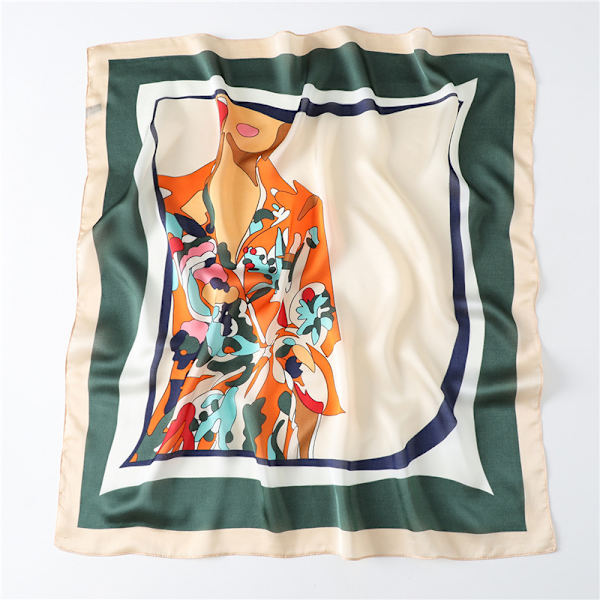 Sidenkänsla Scarf Medium Square Satin Huvudduk för Kvinnor