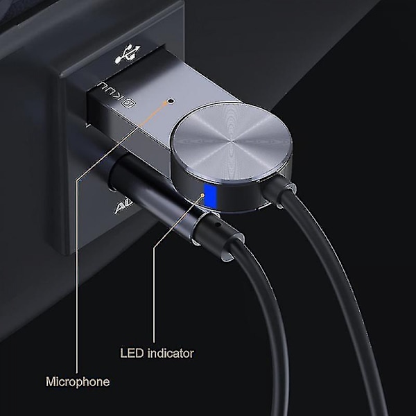Aux Bluetooth-adapter Dongle-kabel til bil 3,5 mm Jack Aux Bluetooth 5.0 Re