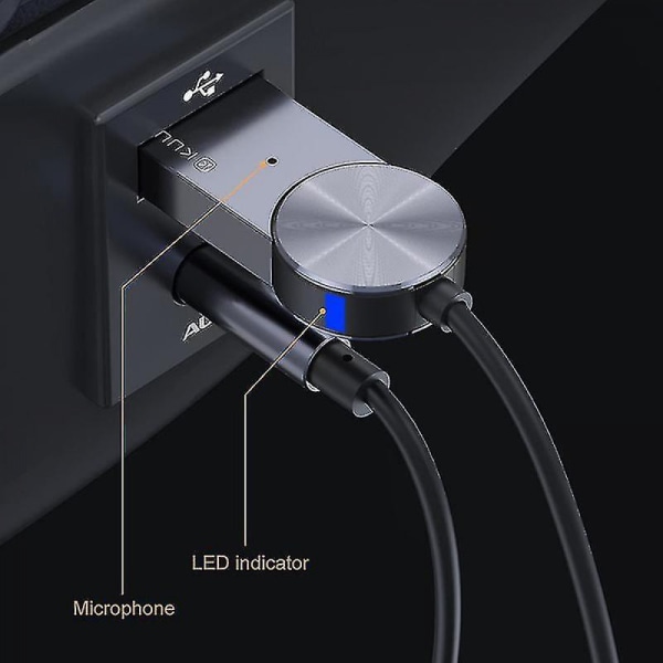 Aux Bluetooth -sovitinadapterikaapeli autoon 3,5 mm:n liitäntään Aux Bluetooth 5.0 Re