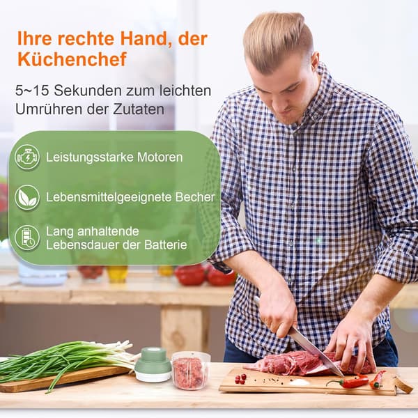 Lök Hackare, Elektrisk, 250 ml, Multifunktionell Hackare, Grönsakshackare, Lök Hackare, Lök Hackare, Universal Hackare för Lök, Grönsaker, F