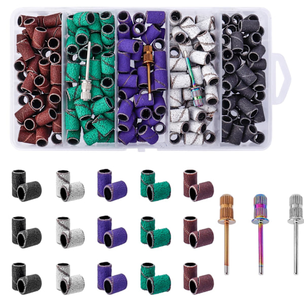 250 st Nailfilarband Professionell Slipband 80# 120# 180# 240# Korn Nail Slipband Emery Slipbit med 3 Trummborrbit Mandrel för Man