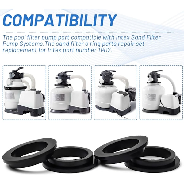 Intex Pool Ersättnings-O-ringar - Gummi - För Intex Sandpump 26323CA, 26323EH, 26331CA, 26331EH, 26337EH Svart