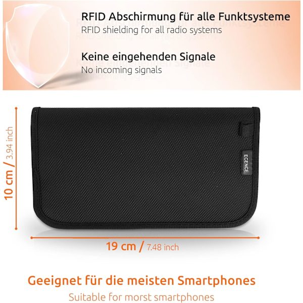 Smartphone RFID-strålingsafskærmningspose Mobiltelefon Signalafskærmningspose Sort