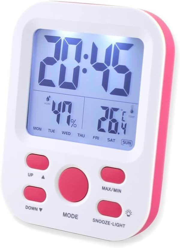 Digitaalinen herätyskello LCD-näytöllä Seinäkello (Pinkki)