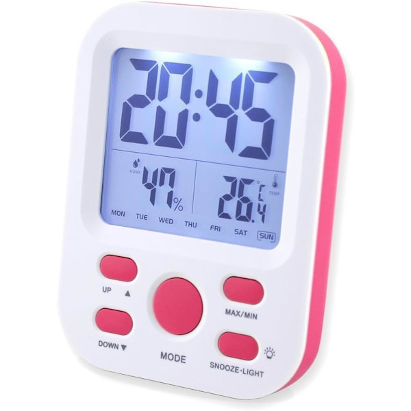 Digital väckarklocka LCD-display Väggklocka (Rosa)