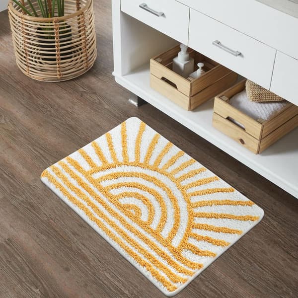 Boho badrumsmattor Gul och vit badrumsmatta badrumsmatta