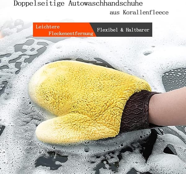 Tvätthandske i mikrofiber, dubbelsidig, anti-scratch, luddfri