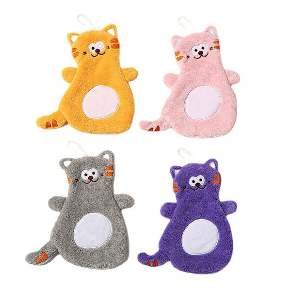 4 Pack Söta Handdukar, Badrumshanddukar, Barn Handduk Djur, Mikrofiber Korallfleece Absorberande Handduk för Kök Badrum Sovrum