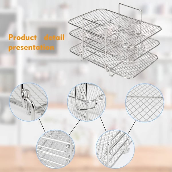 304 rustfritt stål Air Fryer Holder Multi-Function Tilbehør