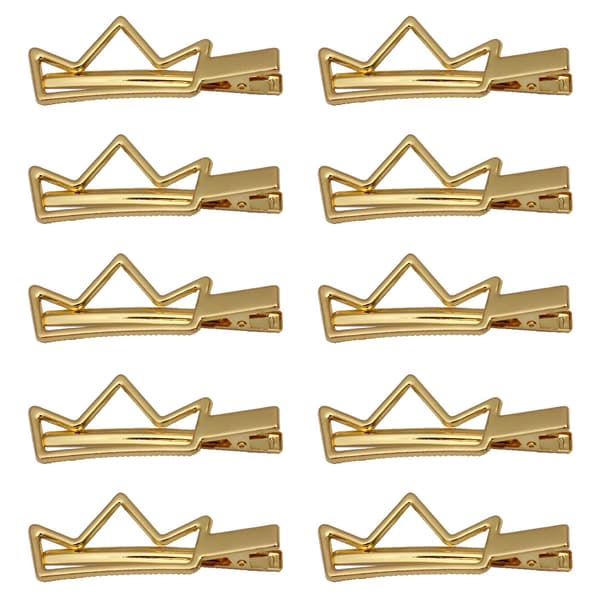 10 stk. Kroneformet metallklips for alligatorhår