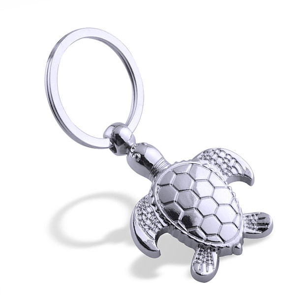 Nøglering i rustfrit stål mini skildpadde nøglering taske charme interesse