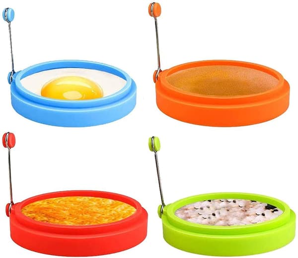 Silikon egg ringer, 4 tommers matkvalitet egg ringer, non-stick