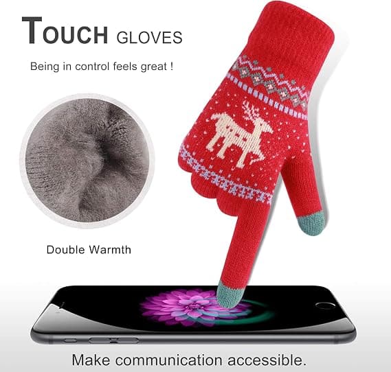 Vinter Touch Screen Handsker Sne Blomster Tryk Hold Varme til Kvinder