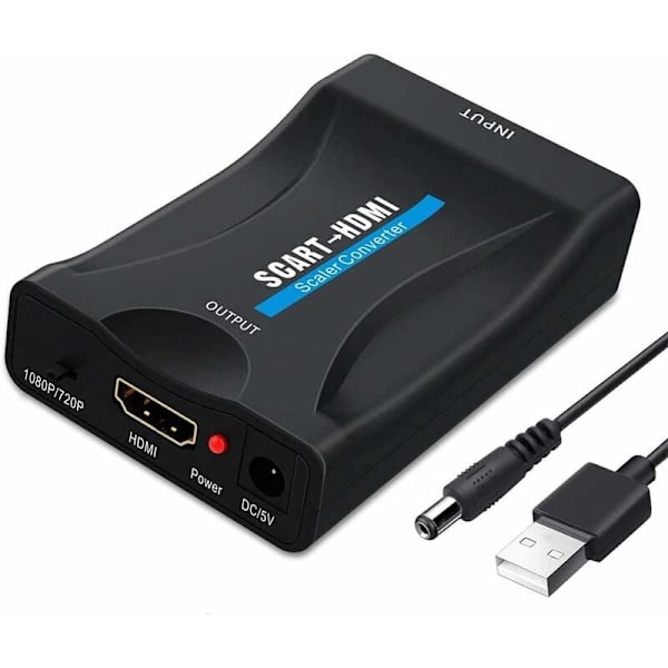 Scart til HDMI-konverteradapter, lyd-videokonverter understøtter HD