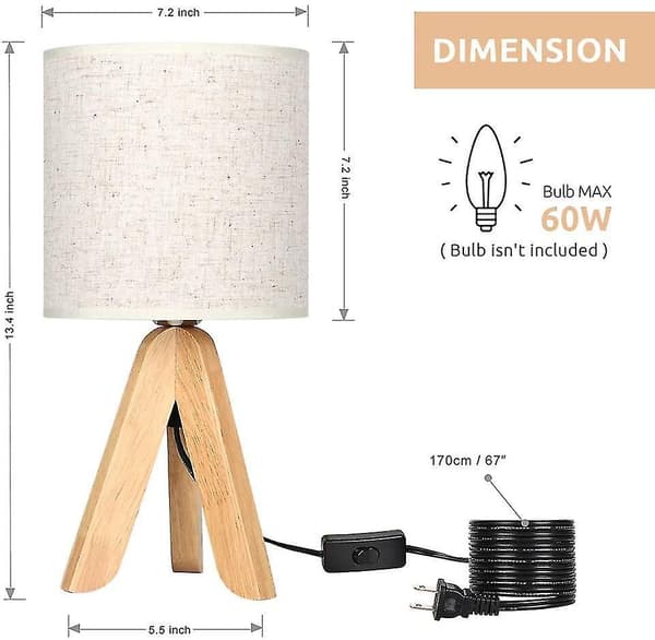 Liten sängbordslampa - Trästativ