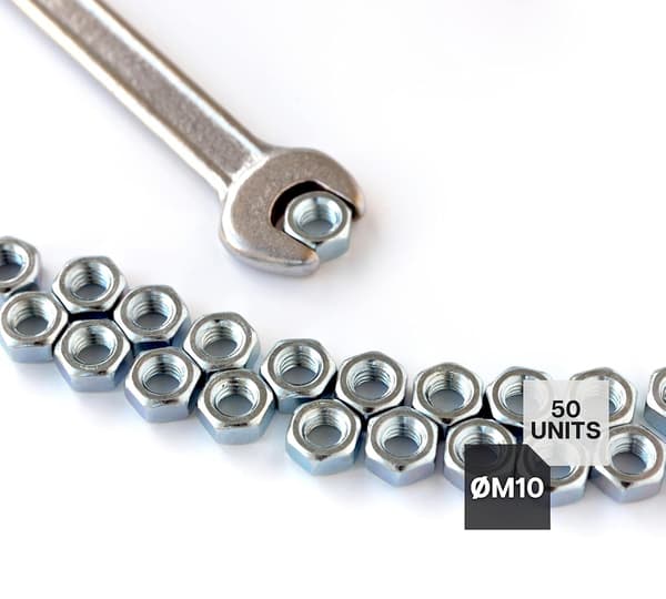 Mutter - 50 sekskantede mutter M10 - 8mm x 17mm - M10 mutter for bolter og muttere, Coup